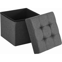Thumbnail for SONGMICS 38cm Folding Storage Ottoman Bench Foot Rest Stool Dark Gray