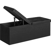 Thumbnail for SONGMICS 110cm Folding Storage Ottoman Bench with Flipping Lid Footrest Black