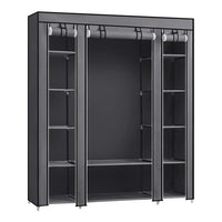 Thumbnail for SONGMICS 150cm Portable Closet Organizer, Wardrobe with Shelves and Cover Gray