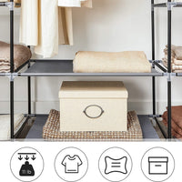 Thumbnail for SONGMICS 150cm Portable Closet Organizer, Wardrobe with Shelves and Cover Gray