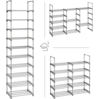 Thumbnail for SONGMICS 10-Tier Metal Shoe Rack Customizable Design Grey