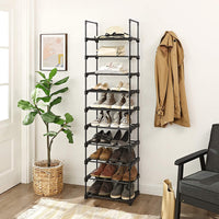 Thumbnail for SONGMICS 10-Tier Metal Shoe Rack Customizable Design Black