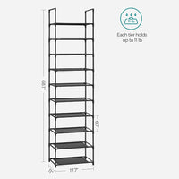 Thumbnail for SONGMICS 10 Tier Metal Shoe Rack Non-Woven Fabric Shelves Black