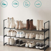 Thumbnail for SONGMICS 3-Shelf Metal Shoe Rack Entryway Black