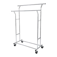 Thumbnail for SONGMICS Metal Clothes Rack Stand on Wheels Heavy Duty Silver