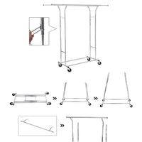 Thumbnail for SONGMICS Metal Clothes Rack Stand on Wheels Heavy Duty Silver