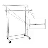 Thumbnail for SONGMICS Metal Clothes Rack Stand on Wheels Heavy Duty Silver