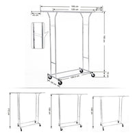 Thumbnail for SONGMICS Metal Clothes Rack Stand on Wheels Heavy Duty Silver