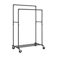 Thumbnail for SONGMICS Industrial Pipe Clothes Rack on Wheels with Hanging Rack Organizer Black