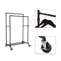 Thumbnail for SONGMICS Industrial Pipe Clothes Rack on Wheels with Hanging Rack Organizer Black