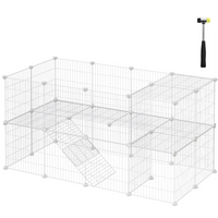 Thumbnail for SONGMICS Metal Wire Two-Story Pet Playpen with Zip Ties White