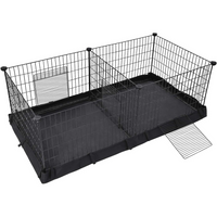 Thumbnail for SONGMICS 3 Doors Pet Playpen with Divider Panel and Floor Mat Black