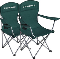 Thumbnail for SONGMICS Set of 2 Folding Camping Outdoor Chairs Dark Green