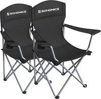 Thumbnail for SONGMICS Set of 2 Folding Camping Outdoor Chairs Black