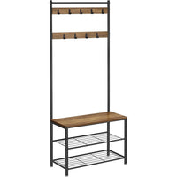 Thumbnail for VASAGLE Coat Stand with Shoe Racks Walnut Brown/Black