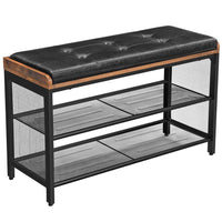 Thumbnail for VASAGLE Shoe Bench Padded Bench with Mesh Shelf Shoe Rack Brown Black
