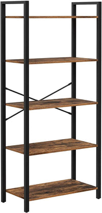 Thumbnail for VASAGLE 5-Tier Storage Rack Bookshelf with Steel Frame Rustic Brown and Black