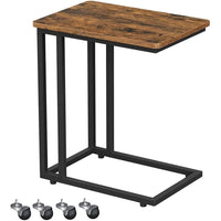 Thumbnail for VASAGLE End Table Side Table Coffee Table with Steel Frame and Castors Rustic Brown and Black