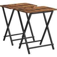 Thumbnail for VASAGLE TV Tray Set of 2 Folding Tables Rustic Brown and Black