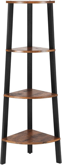 Thumbnail for VASAGLE Corner Shelf 4-Tier Industrial Storage Rack Rustic Brown and Black