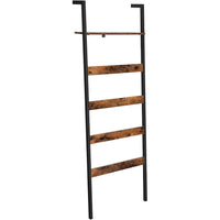 Thumbnail for VASAGLE Blanket Ladder Wall-Leaning Rack with Storage Shelf Rustic Brown and Black
