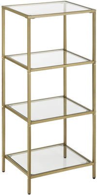 Thumbnail for VASAGLE Storage Shelf 4-Tier Tempered Glass Gold