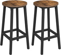 Thumbnail for VASAGLE Bar Stools Set of 2 Bar Chairs Kitchen Chairs with Sturdy Steel Frame Height Round Easy Assembly Industrial Style Vintage Brown Black LBC32X