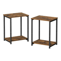 Thumbnail for VASAGLE Side Table Set of 2 Vintage Brown with Storage Shelf
