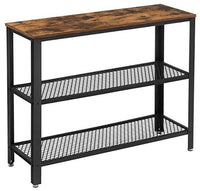 Thumbnail for VASAGLE Industrial Console Table with 2 Mesh Shelves Rustic Brown and Black