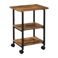 Thumbnail for VASAGLE 3-Tier Machine Cart with Wheels and Adjustable Table Top Rustic Brown and Black