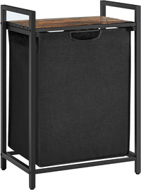 Thumbnail for VASAGLE Laundry Hamper with Shelf and Pull-Out Bag 65L Rustic Brown and Black