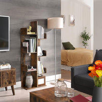 Thumbnail for VASAGLE Tree-Shaped Bookcase with 8 Storage Shelves Rounded Corners Rustic Brown