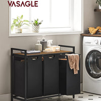 Thumbnail for VASAGLE Laundry Hamper with 3 Bags Rustic Brown and Black