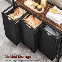 Thumbnail for VASAGLE Laundry Hamper with 3 Bags Rustic Brown and Black