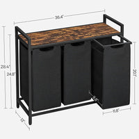 Thumbnail for VASAGLE Laundry Hamper with 3 Bags Rustic Brown and Black