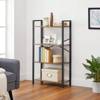 Thumbnail for VASAGLE 4-Tier Bookshelf Storage Rack with Steel Frame for Living Room Office Study Hallway Industrial Style Rustic Brown and Black