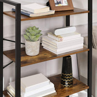 Thumbnail for VASAGLE 4-Tier Bookshelf Storage Rack with Steel Frame for Living Room Office Study Hallway Industrial Style Rustic Brown and Black