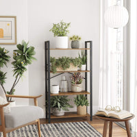 Thumbnail for VASAGLE 4-Tier Bookshelf Storage Rack with Steel Frame for Living Room Office Study Hallway Industrial Style Rustic Brown and Black