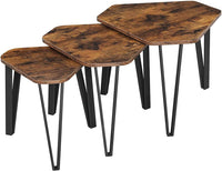 Thumbnail for VASAGLE Nesting Coffee Table Set of 3 Rustic Brown and Black