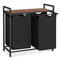 Thumbnail for VASAGLE Laundry Basket with Shelf and Pull-Out Bags Rustic Brown and Black