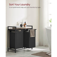 Thumbnail for VASAGLE Laundry Basket with Shelf and Pull-Out Bags Rustic Brown and Black