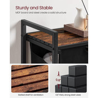 Thumbnail for VASAGLE Laundry Basket with Shelf and Pull-Out Bags Rustic Brown and Black