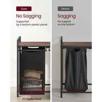 Thumbnail for VASAGLE Laundry Basket with Shelf and Pull-Out Bags Rustic Brown and Black