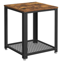 Thumbnail for VASAGLE Side Table with Mesh Shelf Rustic Brown and Black