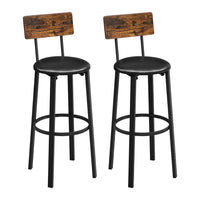 Thumbnail for VASAGLE Set of 2 Bar Stools with Footrest PU Cover Vintage Brown Black