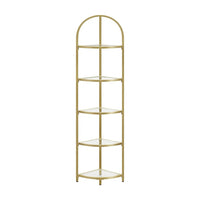 Thumbnail for VASAGLE 5 Tier Corner Ladder Bookshelf Tempered Glass Modern Style Golden Color