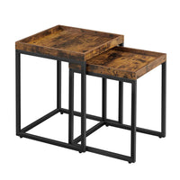 Thumbnail for VASAGLE Set of 2 Coffee Tables with Raised Edges Nesting Tables Industrial Rustic Brown and Black