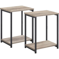 Thumbnail for VASAGLE End Tables Set of 2 with Storage Shelf Steel Frame Greige and Black