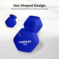 Thumbnail for Verpeak Neoprene Dumbbell 4kg x 2 Blue
