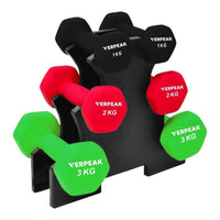 Thumbnail for Verpeak 12kg (1,2,3kg x 2) Neoprene Dumbbell Set
